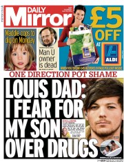 Daily Mirror () Newspaper Front Page for 29 May 2014