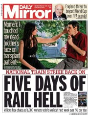 Daily Mirror () Newspaper Front Page for 29 May 2015
