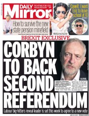 Daily Mirror () Newspaper Front Page for 29 May 2019