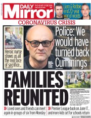 Daily Mirror () Newspaper Front Page for 29 May 2020