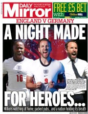 Daily Mirror () Newspaper Front Page for 29 June 2021