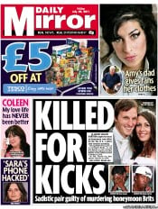 Daily Mirror () Newspaper Front Page for 29 July 2011