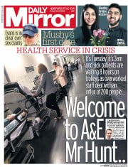 Daily Mirror () Newspaper Front Page for 29 July 2016