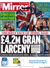 Daily Mirror () Newspaper Front Page for 29 July 2021