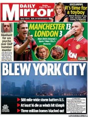Daily Mirror () Newspaper Front Page for 29 August 2011