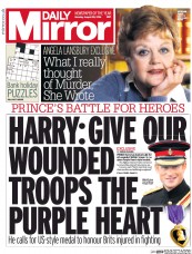 Daily Mirror () Newspaper Front Page for 29 August 2016
