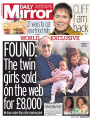 Daily Mirror () Newspaper Front Page for 29 August 2018