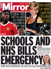 Daily Mirror () Newspaper Front Page for 29 August 2022
