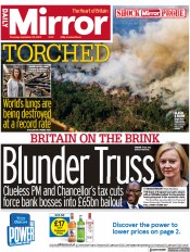 Daily Mirror () Newspaper Front Page for 29 September 2022