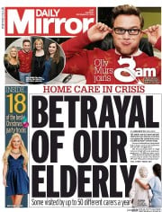 Daily Mirror () Newspaper Front Page for 2 December 2014