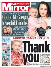 Daily Mirror () Newspaper Front Page for 2 February 2019