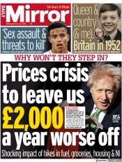 Daily Mirror () Newspaper Front Page for 2 February 2022
