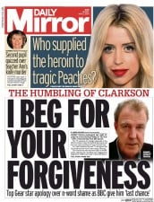 Daily Mirror () Newspaper Front Page for 2 May 2014