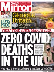 Daily Mirror () Newspaper Front Page for 2 June 2021