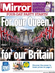 Daily Mirror () Newspaper Front Page for 2 June 2022
