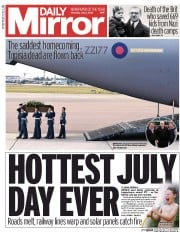 Daily Mirror () Newspaper Front Page for 2 July 2015