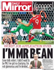 Daily Mirror () Newspaper Front Page for 2 July 2016