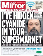 Daily Mirror () Newspaper Front Page for 2 September 2016