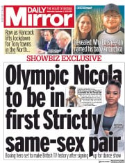 Daily Mirror () Newspaper Front Page for 2 September 2020
