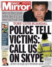 Daily Mirror () Newspaper Front Page for 30 October 2015