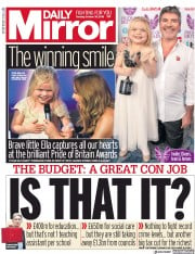 Daily Mirror () Newspaper Front Page for 30 October 2018