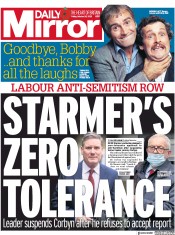 Daily Mirror () Newspaper Front Page for 30 October 2020