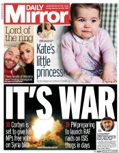 Daily Mirror () Newspaper Front Page for 30 November 2015
