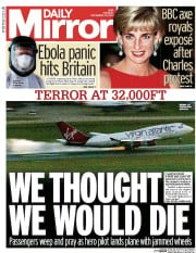 Daily Mirror () Newspaper Front Page for 30 December 2014