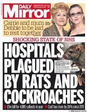 Daily Mirror () Newspaper Front Page for 30 December 2016