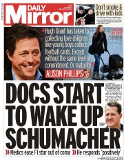 Daily Mirror () Newspaper Front Page for 30 January 2014