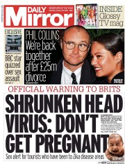 Daily Mirror () Newspaper Front Page for 30 January 2016