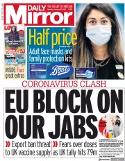 Daily Mirror () Newspaper Front Page for 30 January 2021