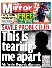 Daily Mirror () Newspaper Front Page for 30 March 2013