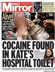Daily Mirror () Newspaper Front Page for 30 April 2015