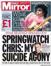 Daily Mirror () Newspaper Front Page for 30 April 2016