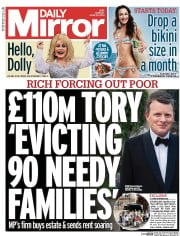 Daily Mirror () Newspaper Front Page for 30 June 2014