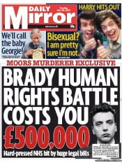 Daily Mirror () Newspaper Front Page for 30 July 2013