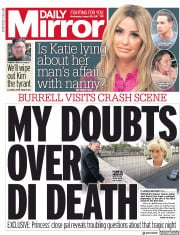 Daily Mirror () Newspaper Front Page for 30 August 2017
