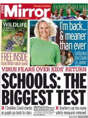 Daily Mirror () Newspaper Front Page for 30 August 2021