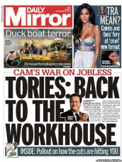 Daily Mirror () Newspaper Front Page for 30 September 2013