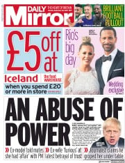 Daily Mirror () Newspaper Front Page for 30 September 2019