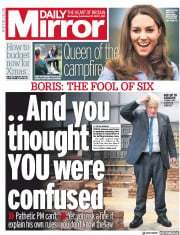 Daily Mirror () Newspaper Front Page for 30 September 2020