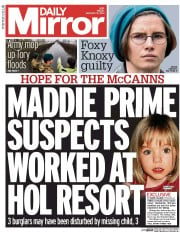 Daily Mirror () Newspaper Front Page for 31 January 2014