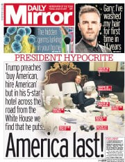 Daily Mirror () Newspaper Front Page for 31 January 2017