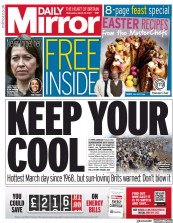 Daily Mirror () Newspaper Front Page for 31 March 2021