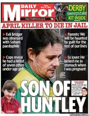 Daily Mirror () Newspaper Front Page for 31 May 2013