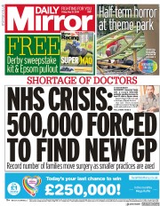 Daily Mirror () Newspaper Front Page for 31 May 2019