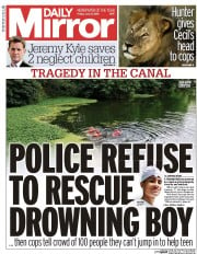 Daily Mirror () Newspaper Front Page for 31 July 2015