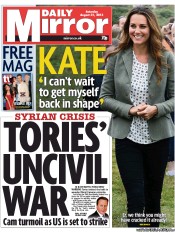 Daily Mirror () Newspaper Front Page for 31 August 2013