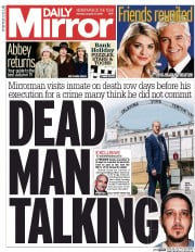 Daily Mirror () Newspaper Front Page for 31 August 2015